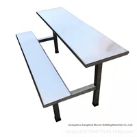 Ensemble de table à manger moderne en acier inoxydable écologique, mobilier de restaurant commercial pour hôtel, école, atelier