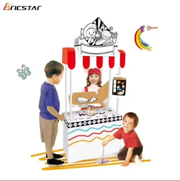 Bricstar pré-escolar brinquedos educativos diy doodle brinquedo Little Vendor Stand 3D crianças pintura conjunto