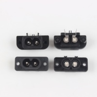 Conector Macho de Montaje en PCB IEC 60320 C8 de 2 Pines con Enchufe, 2.5A/5A 250V, Enchufe de Alimentación CA Industrial