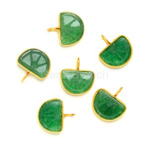 Charmes en quartz vert fraise sculptés en forme de fruit orange, argent sterling 925, vermeil or, bijoux en cristal de guérison, pierre précieuse en quartz, SOLDES - Product Image 2