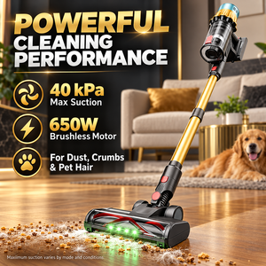 Aspirateur à main sans fil, alimentation directe usine, aspiration 40 kPa, autonomie 65 min, phare LED, chargement mural, léger - Product Image 2