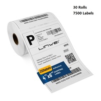 30 rouleaux d'étiquettes d'expédition thermiques directes 4x6 pouces (100x150mm), 250 étiquettes par rouleau, 7500 étiquettes au total