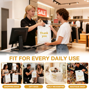 ถุงพลาสติกพิมพ์ลายตามสั่ง ถุงช้อปปิ้งกันน้ำ หูหิ้วแบบไดคัท ถุง PE สำหรับบรรจุภัณฑ์เสื้อผ้า รองเท้า และถุงเท้า ของขวัญส่งเสริมการขาย - Product Image 2