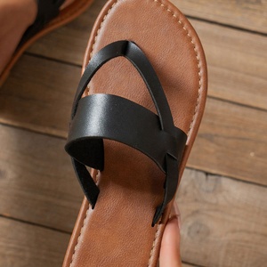 Sandalias Planas <span class=keywords><strong>de</strong></span> Verano Cómodas con Suela Suave para Mujer, Talla Grande, Sandalias Deslizantes <span class=keywords><strong>de</strong></span> Cuero PU, Chanclas Casuales <span class=keywords><strong>de</strong></span> Playa Antideslizantes - Product Image 6