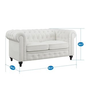 Sang Trọng Cao <span class=keywords><strong>End</strong></span> 3 Ghế Gỗ Trắng Cắt Chần Da Sofa Set Đồ Nội Thất Phòng Khách Sang Trọng Cho Nhà - Product Image 6