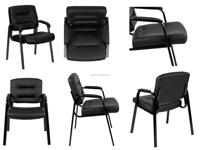Chaise de conférence de bureau en cuir moderne noir salle de réunion empilable église de réception Fauteuil visiteur pour consultation