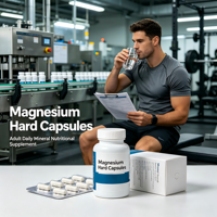 Capsules de magnésium végétaliennes/gélatineuses pour adultes, complément nutritionnel minéral quotidien, sans sucre, naturel