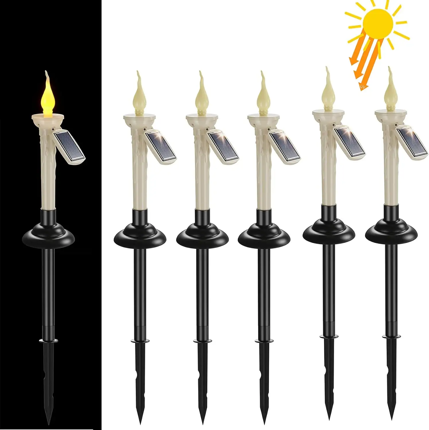 Factory Halloween Outdoor Solar Candle Light Flameless Waterproof Led Tea Light Candle Holder Led Taper Tapered Candle Holders
