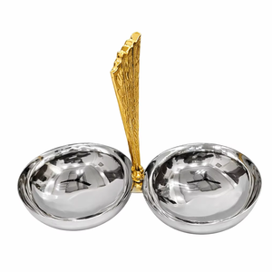 Bol à noix en acier avec poignée pour hôtel de luxe, bol de service antique à prix de gros - Product Image 1