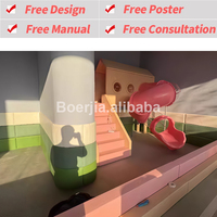 Equipo de patio interior para niños de diseño compacto para niños con mini trampolín suave y foso de bolas para áreas comerciales pequeñas