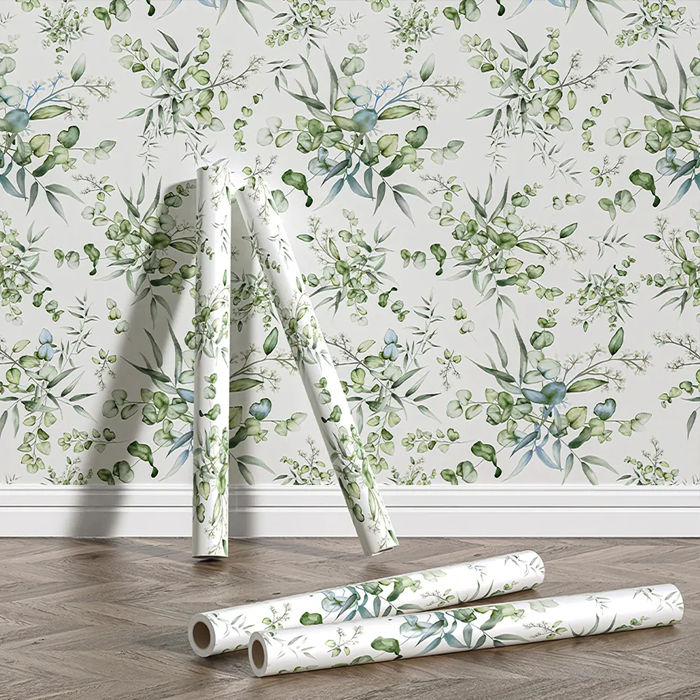 New Botanical Waterproof Pvc Self-Adhesive Leaf Pattern Wall Paper Peel And Stick Leaf Wallpaper Home Decoration