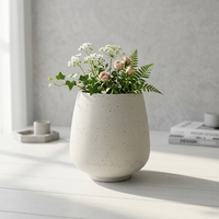 Pot de fleurs en résine de pierre blanche de style nordique minimaliste moderne Wabi Sabi, forme de larme arrondie, pour plantes d'intérieur et d'extérieur