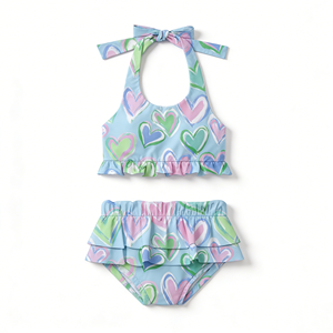 Traje de Baño de Dos Piezas para Niñas, Diseño Floral, Protección UPF 50, 100% Nailon, Marca Ruidian - Product Image 6