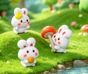 Linda Figura de Conejo Blanco de Resina, Conejo del Bosque Kawaii con Champiñón y Zanahoria, Jardín Mágico de Cuentos de Hadas, Regalo de Pascua y Primavera - Product Image 6