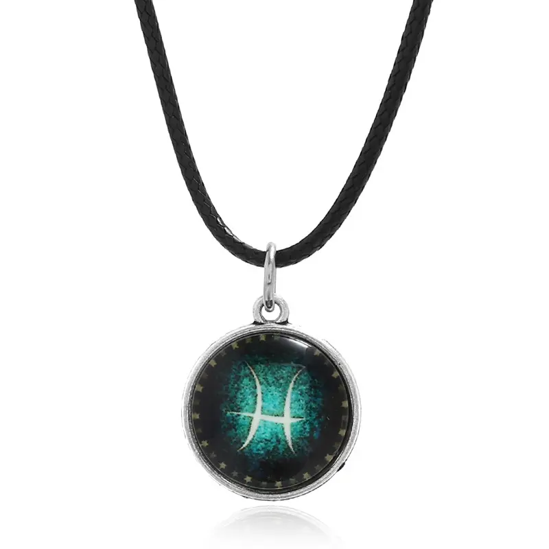 Skerwal Sieraden Dierenriem Ketting Cadeau Voor Mannen Vrouwen Sterrenbeeld Astrologie Leren Ketting Verjaardag Kerstcadeau