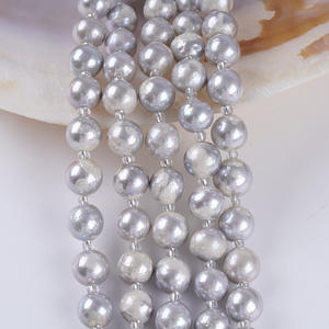 Perles rondes Edison 18cm8-10mm Perles d'eau douce naturelles blanches brillantes Huileuse Accessoires de bracelet DIY en gros - Product Image 5