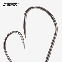Hameçon de pêche en haute mer ROVORO Tackle 5X-Strong pour gros gibier, thon, pêche à la traîne, en acier inoxydable à haute teneur en carbone, revêtement nickel noir