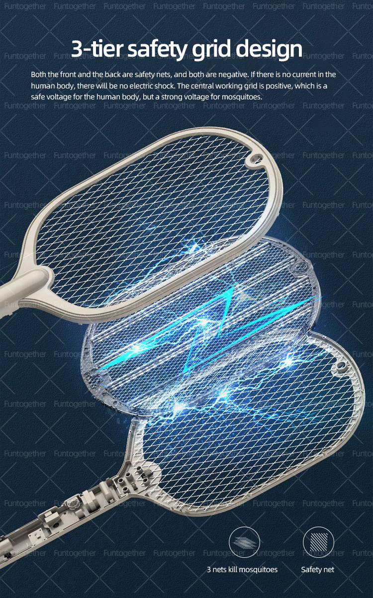 Household fly pest electric killer zapper with led light rechargeable racket eletrica mosquito
