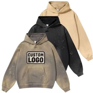 Sudadera con Capucha de Alta Calidad, Personalizada, Gruesa, de Algodón, Diseño con Hombros Caídos, Sin Cordón, Silueta Holgada, para Hombre - Product Image 6