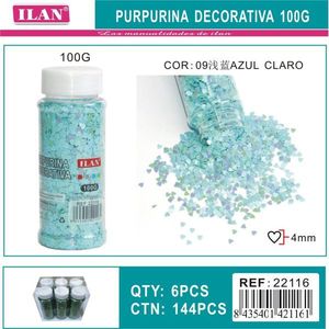 Glitter Decorativo Ilan 100G Blu Chiaro a Forma di Cuore per Forniture Artigianali - Product Image 1