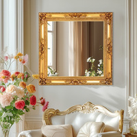 Cadre photo mural en bois massif personnalisable de style rétro européen, écologique, largeur de bord de 15 cm, design floral doré pour la maison