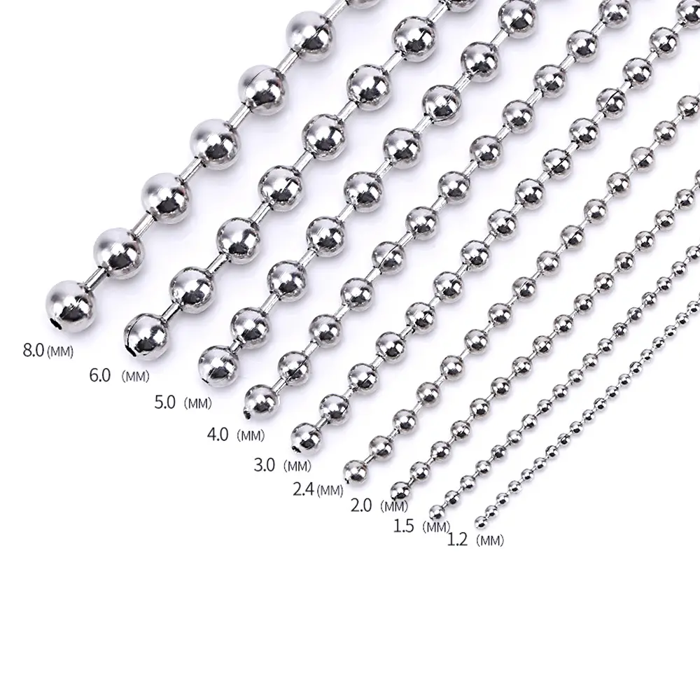 Stock 304 stainless steel metal bead chain curtain tag chain metal jewelry Key chain necklace DIY accessories ball spool