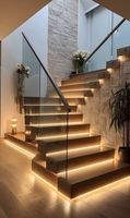 Escalier moderne CBMmart, design facile, escalier intérieur à poutre simple avec garde-corps en verre