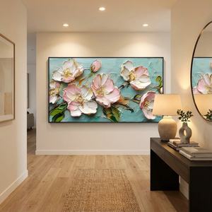 Pintura al Óleo sobre Lienzo de Peonía Acuática, Pintada a Mano, Texturizada, Grande, Decoración de Pared para Sala de Estar y Dormitorio, Venta al Por Mayor - Product Image 5