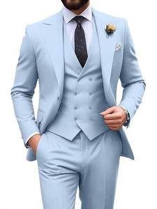 Terno Masculino de 3 Peças com LOGO Personalizado em Cor Sólida de Alta Qualidade e Lapela Pontuda Plus Size - Product Image 3