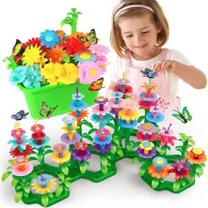 Flower Garden Building blocks Toys for Girls STEM Educational Toy Take Apart Stacking Game Gardening Pretend Play set for kids