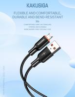 Câbles de données USB Micro TPE intelligents à charge rapide, durables, 1 mètre, OD 3,8 mm, pour téléphone portable, vente en gros d'usine KAKUSIGA