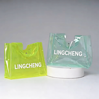 Sac fourre-tout en PVC transparent marron, menthe, jaune, vert, grand format, imperméable, avec poignée, pour femme, avec logo personnalisé