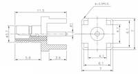 Connecteur RF SMB-JE pour montage sur circuit imprimé, connecteur mâle SMB