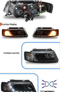 Fari a LED con Striscia LED Aggiornati per <span class=keywords><strong>Volkswagen</strong></span> <span class=keywords><strong>Passat</strong></span> <span class=keywords><strong>B5</strong></span> 1999-2007, Fari Proiettori con Effetto Lacrima - Product Image 2