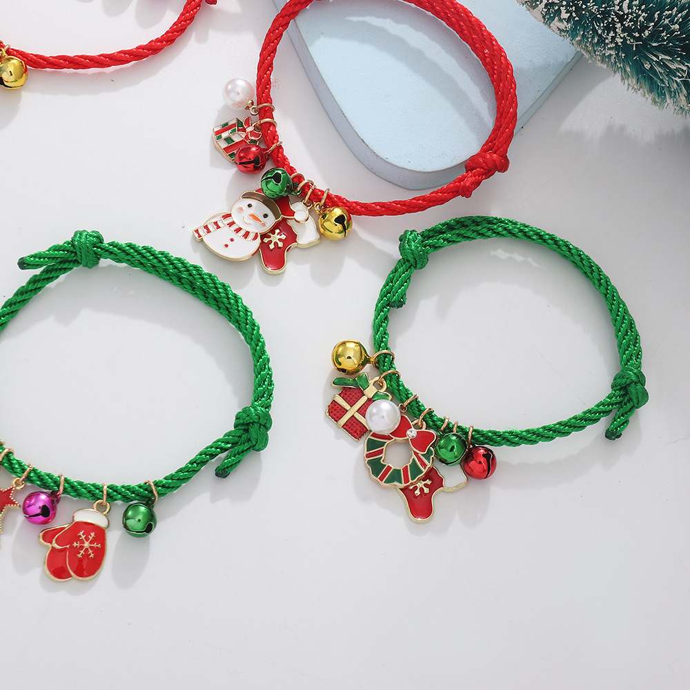 CERSLIMO Braccialetto Natalizio Con Ciondoli Campanellini - Regalo Per Donna, Ragazza - Elementi Festivi Multicolore