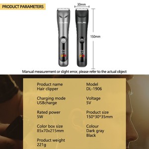 DALING DL-1906 Nouvelles tondeuses à poils corporels pour hommes lavables avec lumière intégrée, recharge USB et lames en céramique - Product Image 6