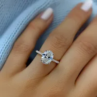 ZhuQian Großhandel Glänzende Brillante Ovale Zirkonia-Ringe für Damen Gold/Silber-Ton Hochzeit Verlobung Versprechen Schillernder Schmuck