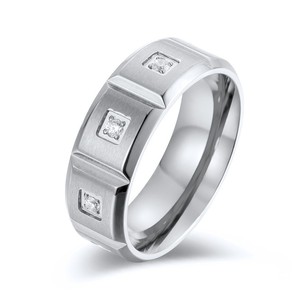 Unisex <b>Titanium</b> Steel <b>Ring</b> Geometric Diamond Bezel Setting Gold Color Gift Jewelry - Product Image 5