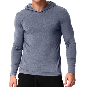 Top quality clothing manufacturer blank customer long sleeve shirts men hooded t shirt
