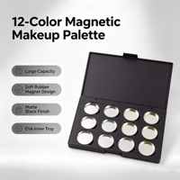 Palette de fards à paupières noire mate vide 12 couleurs en gros avec insert magnétique souple en EVA pour emballage cosmétique