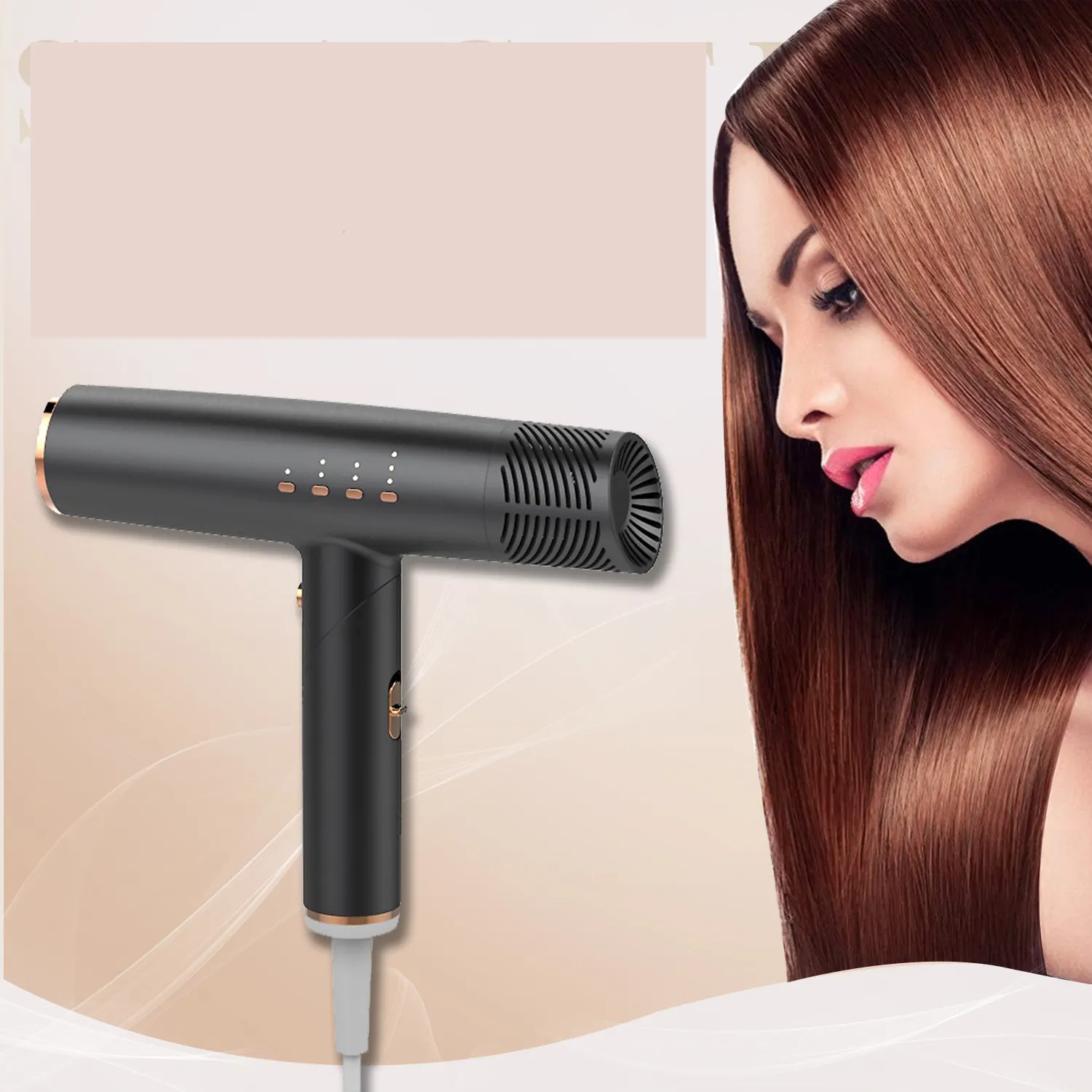 T-shape Hair Dryer High Power Negative Ionic Silent Blow Dryer Hot Cold Replace Type Hair Care Electric Hair Dryer