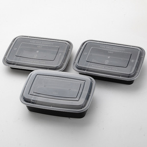 Boîte à déjeuner européenne et américaine, jetable paquet à emporter, sac à soupe noir transparent, couvercle convexe pour repas bol à soupe récipient en plastique - Product Image 3