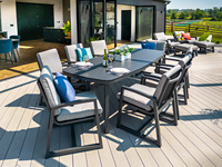 AJUNION Mobilier d'extérieur de luxe en aluminium pour salle à manger Ensemble table et chaises 8 places en céramique et verre