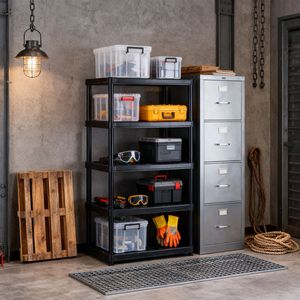 Étagère de garage du Rhin-Nord-Westphalie 91x61x145cm, étagère de rangement robuste à quatre niveaux pour atelier et entrepôt - Product Image 1