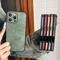 Étuis antichoc en cuir texturé de couleur unie pour iPhone 16 15 14 13 12 11 Pro X XR XS Max 8 7 Plus SE avec protection de l'appareil photo
