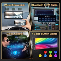 Autoradio universel 1 Din 6,86 pouces avec Bluetooth, Mirrorlink, écran tactile, 7 couleurs d'éclairage, USB, FM, système audio Linux