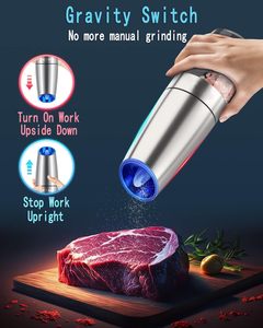Battery Charge <b>Pepper</b> Mill Researchable Adjustable Coarseness Gravity Salt and <b>Pepper</b> Set with LED Light - Product Image 4