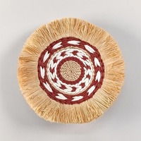 Napperon rond moderne fait main écologique avec bordure en papier raphia Tapis et coussinets élégants