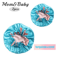 Ensemble de bonnet doux maman et moi et bonnet de sommeil en satin soyeux à double couche cheveux bouclés pour maman et bébé/enfants/tout-petits