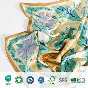 وشاح مربع مطبوع رقمياً بتصميم مائل بأقل سعر بالجملة، وشاح فاخر 100% من حرير التوت - Product Image 1